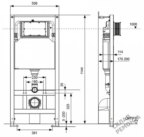 Фото Инсталляция для подвесного унитаза Tecespring S401111 с кнопкой купить в Якутске: цена, описание, фото. Интернет-магазин 3