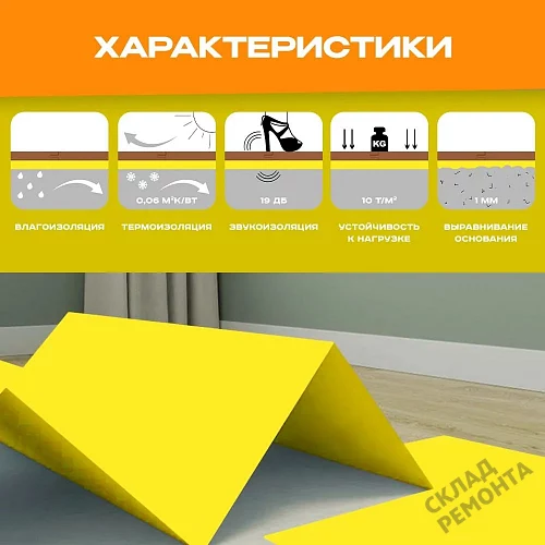 Фото Подложка листовая Solid 2 мм под ламинат и паркет желтая – купить в Якутске: цена, описание, фото. Интернет-магазин 3
