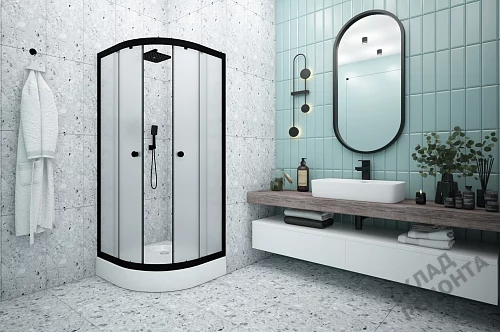 Фото Душевое ограждение Метакам Classic Black (матовое), 195 см. стекло 4 мм 80*80 купить в Якутске: цена, описание, фото. Интернет-магазин 2