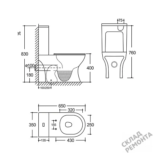 Фото Унитаз компакт напольный Calypso CS4851UQ-TK(OK) безободковый купить в Якутске: цена, описание, фото. Интернет-магазин 6