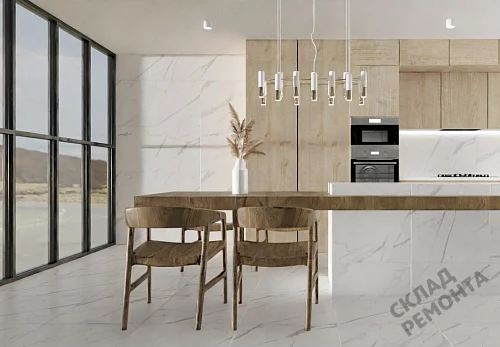 Фото Керамогранит матовый Steppe Ceramics Statuario White белый 600*600*9,5 – купить в Якутске: цена, описание, фото. Интернет-магазин 5