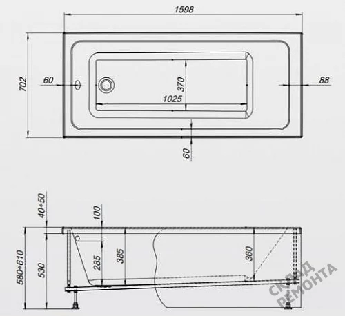 Фото Ванна акриловая Aquanet Agata 160*70  купить в Якутске: цена, описание, фото. Интернет-магазин 7