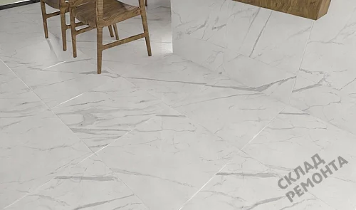 Фото Керамогранит матовый Steppe Ceramics Statuario White белый 600*600*9,5 – купить в Якутске: цена, описание, фото. Интернет-магазин 4