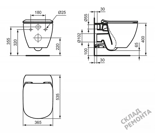 Фото Унитаз подвесной Ideal Standard Idealmood T466501 безободковый купить в Якутске: цена, описание, фото. Интернет-магазин 4