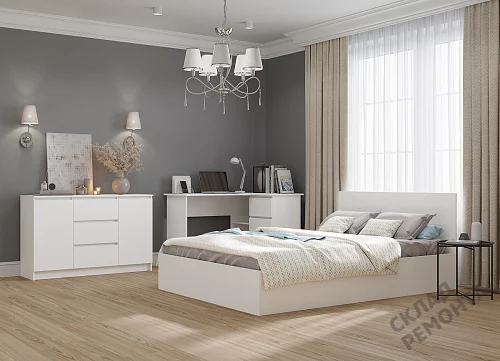 Фото Кровать двуспальная ДСВ Мори КРМ 1200.1/1 белый – купить в Якутске: цена, описание, фото. Интернет-магазин 4