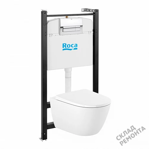 Фото Унитаз с инсталляцией комплект с кнопкой Roca Ona ZRU9310392 купить в Якутске: цена, описание, фото. Интернет-магазин 2