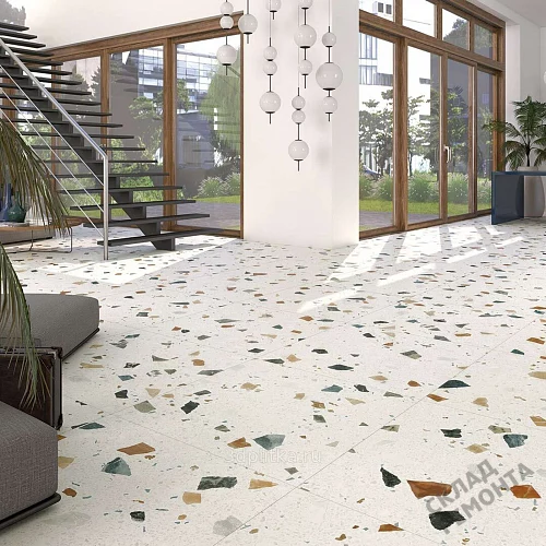 Фото Керамогранит матовый Steppe Ceramics Chips White белый 600*600*9 – купить в Якутске: цена, описание, фото. Интернет-магазин 3
